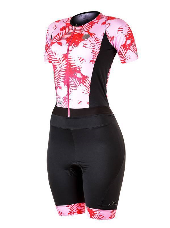 Macaquinho Ciclismo Mauro Ribeiro Leaf Feminina Rosa