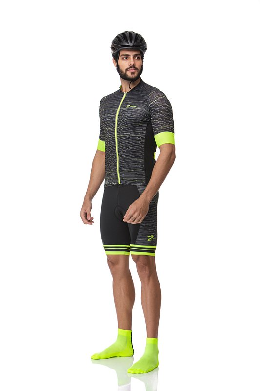 Camisa Ciclismo Z Nine Sport Acerated Masculina Preta/Verde