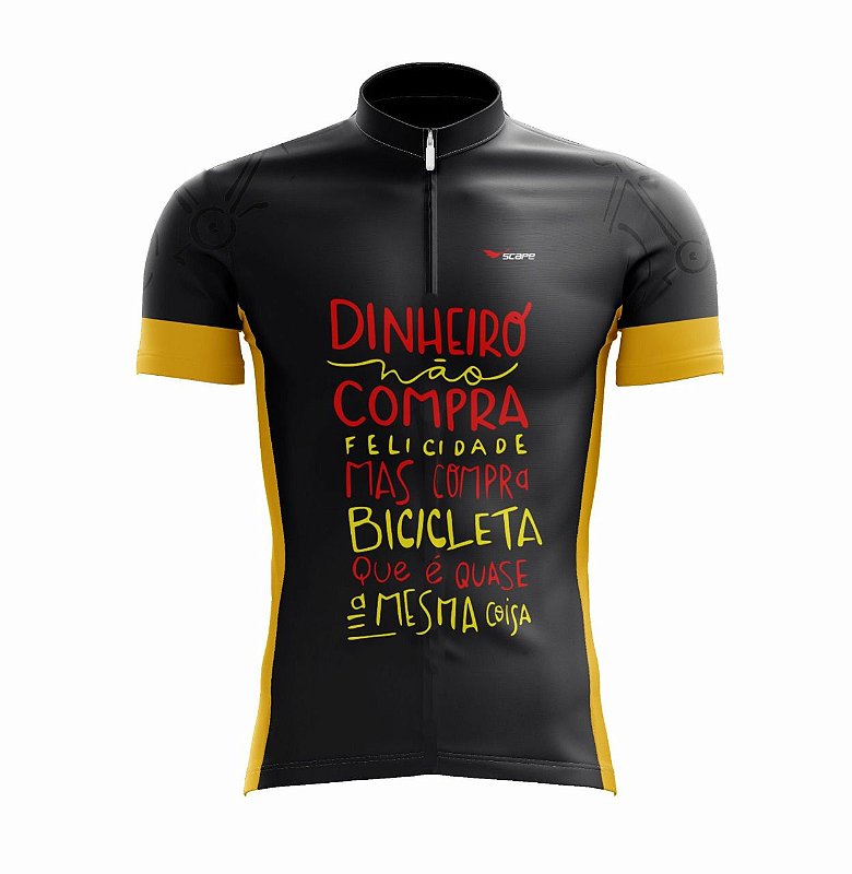 Camisa Ciclismo Scape Dinheiro Não Compra Felicidade Masculina Preta