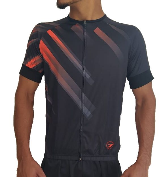Camisa Ciclismo TSW Sunny Masculina Preta/Laranja